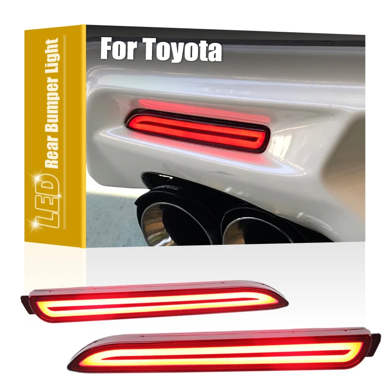 2Pcs LED Rear Bumper Reflector Tail Lamp Red Driving Brake Light For