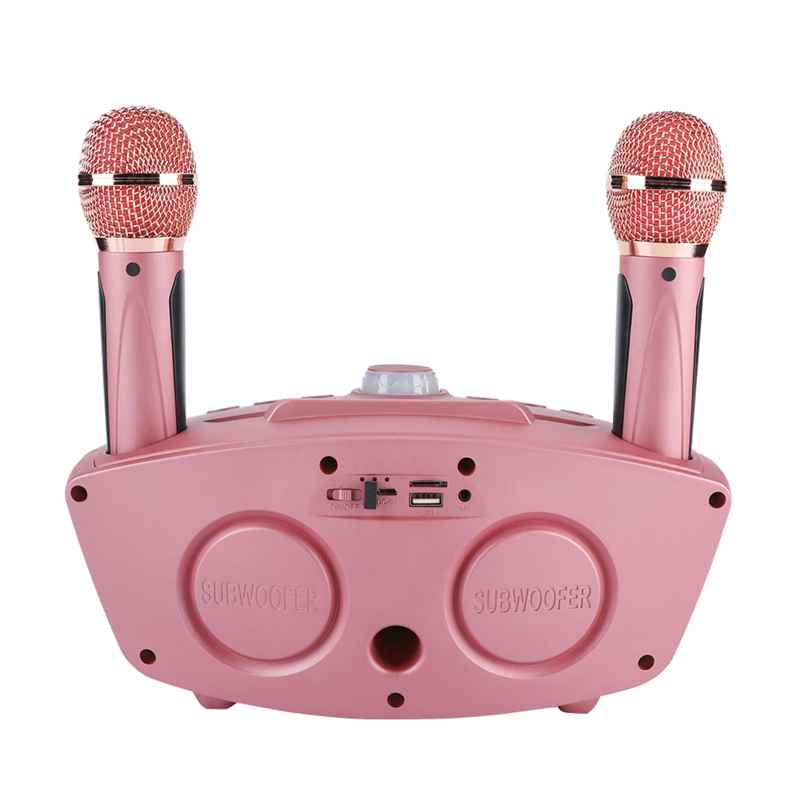 Home Karaoke Karaoke Machine Speaker Wireless Bluetooth Speaker Machine Home 2 Mircophones FM Radio Gold