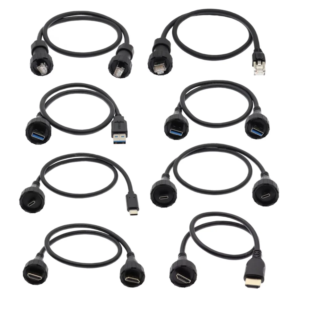 나사 패널 섀시 마운트용 방수 케이블, d 타입, rj45, cat6, HDMI 호환..