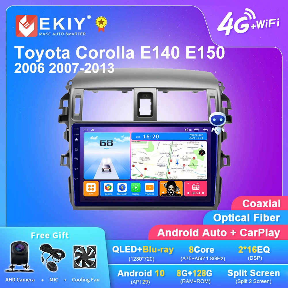 EKIYT7Android10CarRadioForToyotaCorollaE140E15020062016
