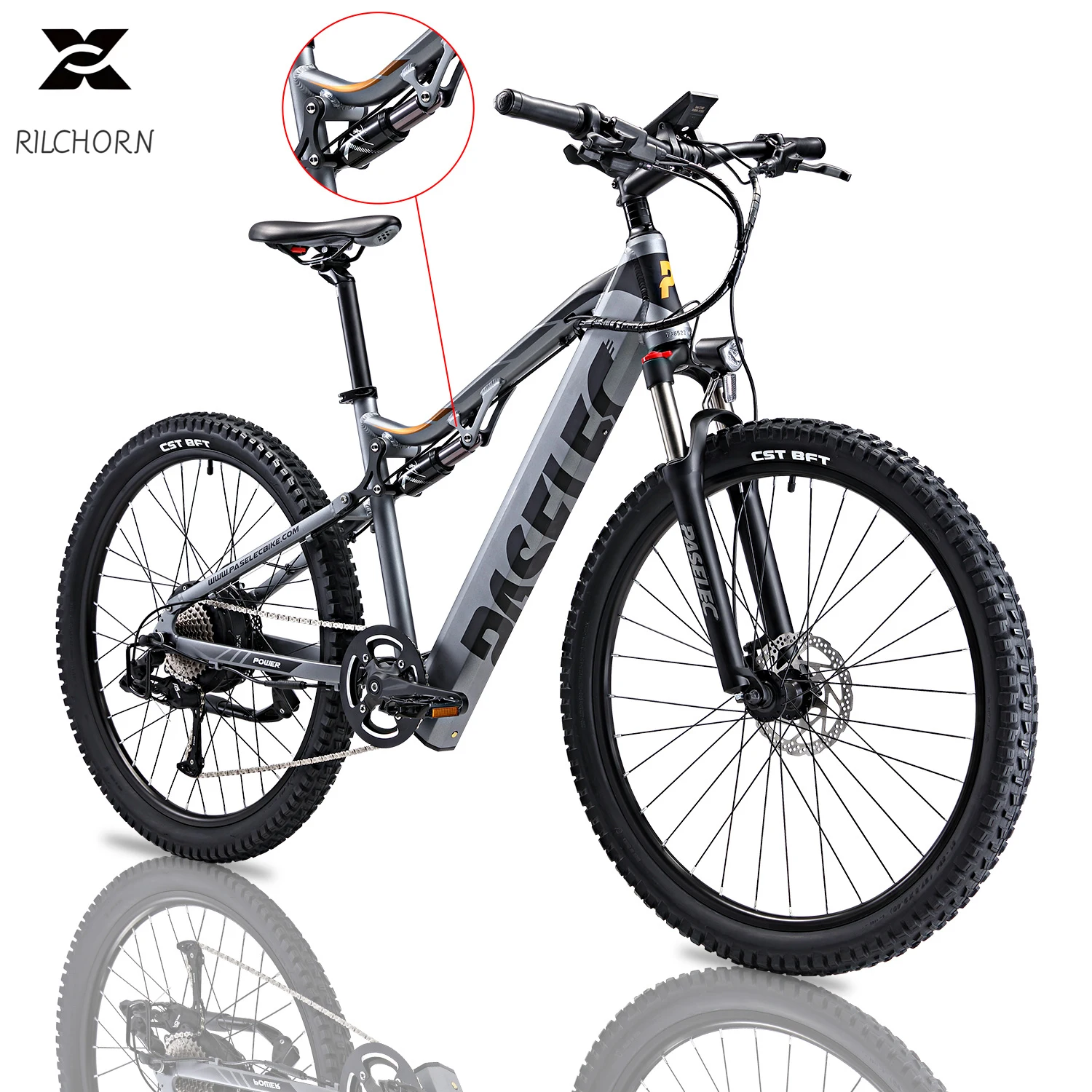 

UK Stock GS-GS9 Bafang Motor 500W Peak 3AH Battery Professional 9-speed Gear Ebike Full Suspension Electric Bike 27.5''E-MTB