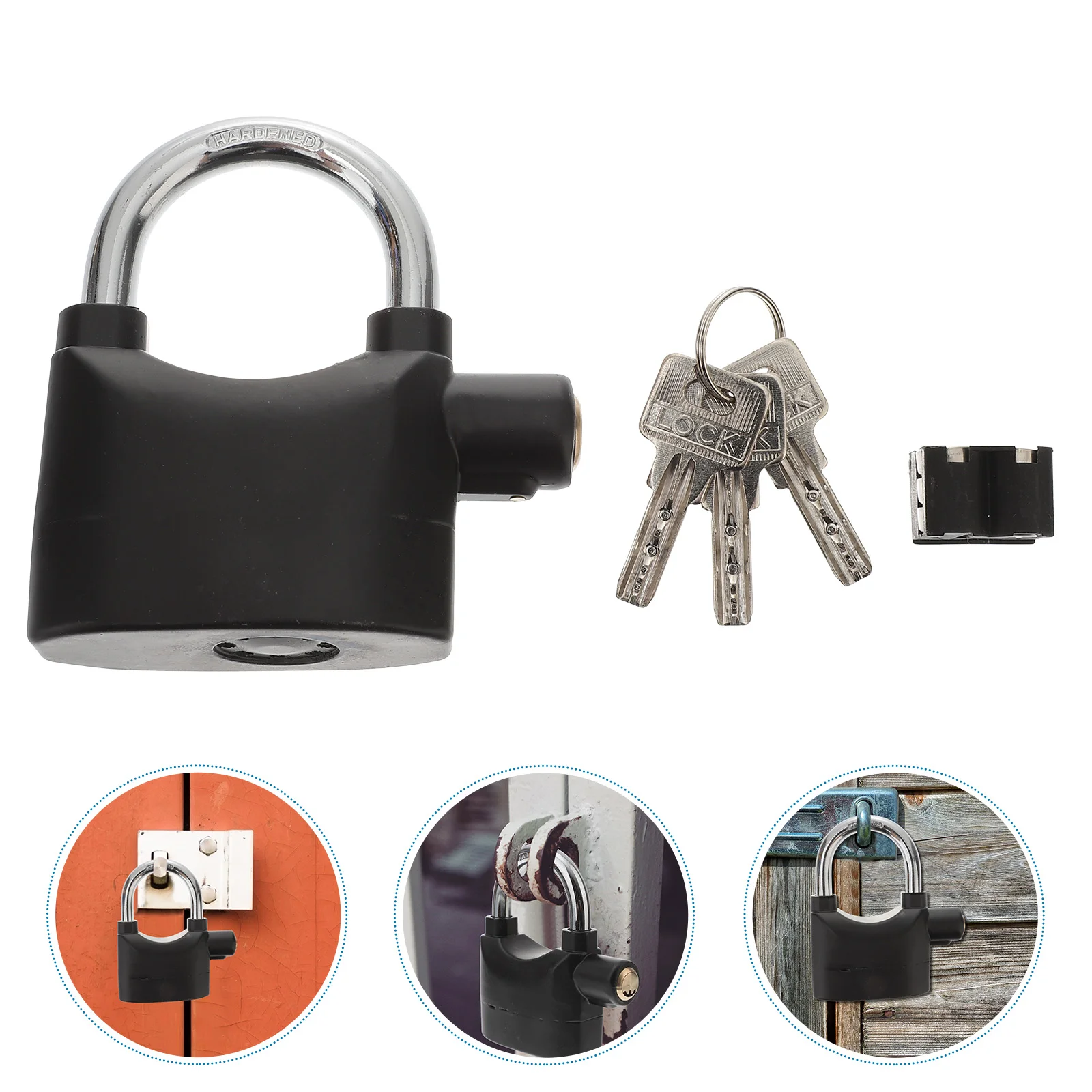 

2 Pcs Lock Door Anti-theft Alarm Bike Security Padlock with Key for Motor Bride