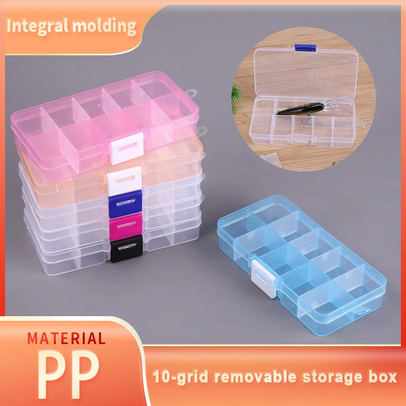 

New 10 Compartments Removable Fish Bait Storage Box Transparent Square Fishing Hooks Bait Organizer Flying Fishing Box Fish Tool