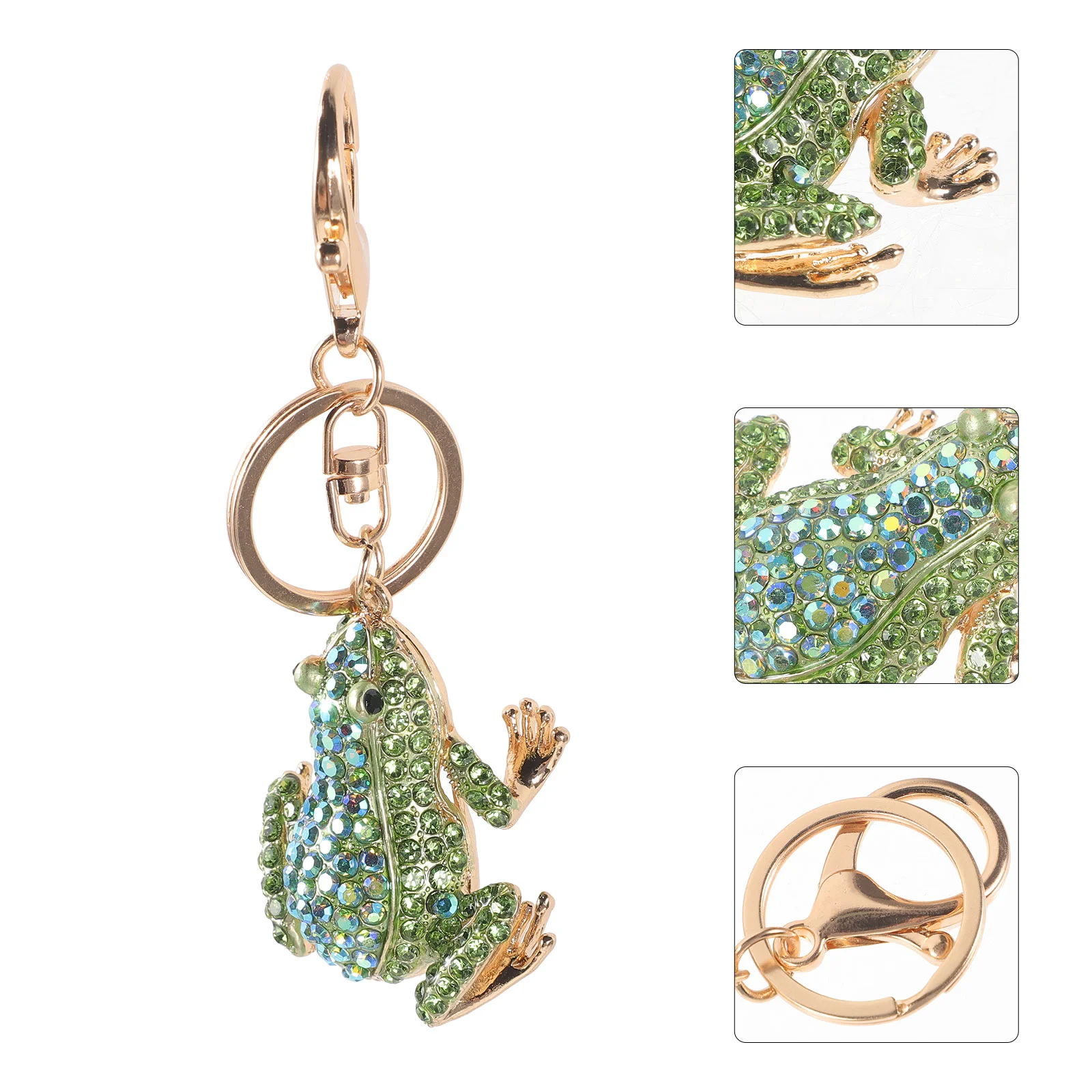 Nuovo portachiavi con ciondolo a forma di rana con strass, accessorio