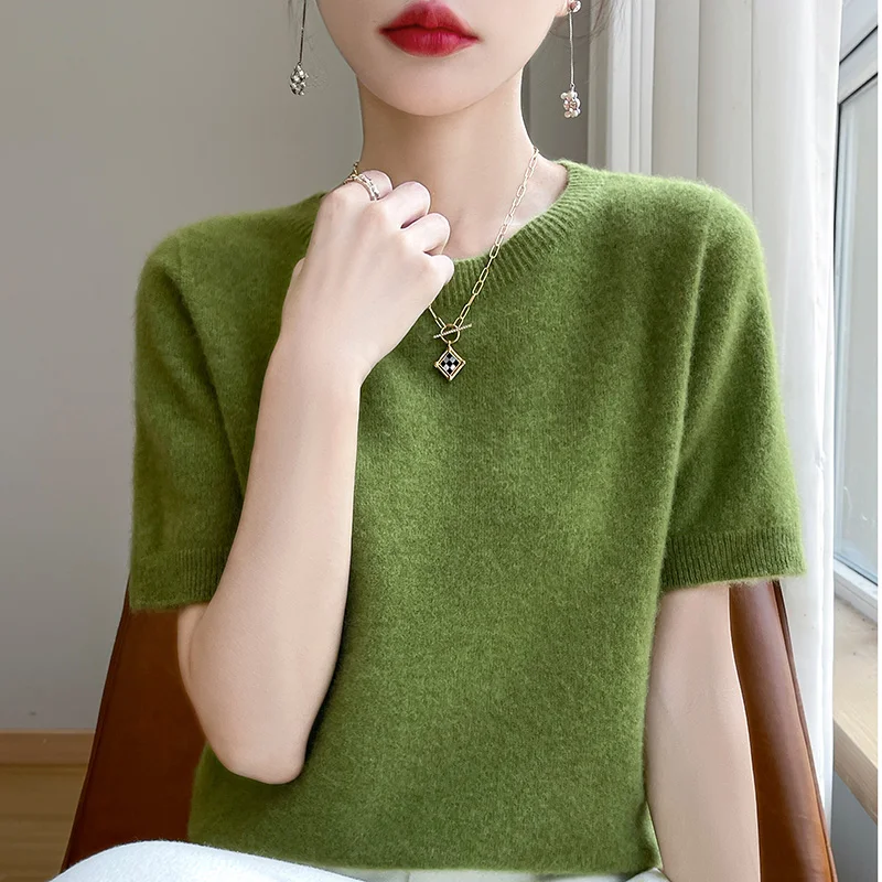 Women Sweater New Cashmere Short sleeve sweater Women O-Neck Pullover Autumn And Winter