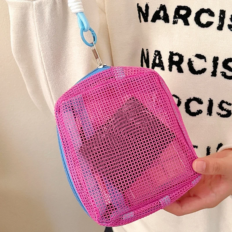 Pequeña Bolsa De Maquillaje Para Monedero, Bolsa Con Cremallera, Organizador De Cosméticos De Viaje Para Mujeres Y Niñas, Lurex Ombre - Rojo, Bolsa De Cosméticos