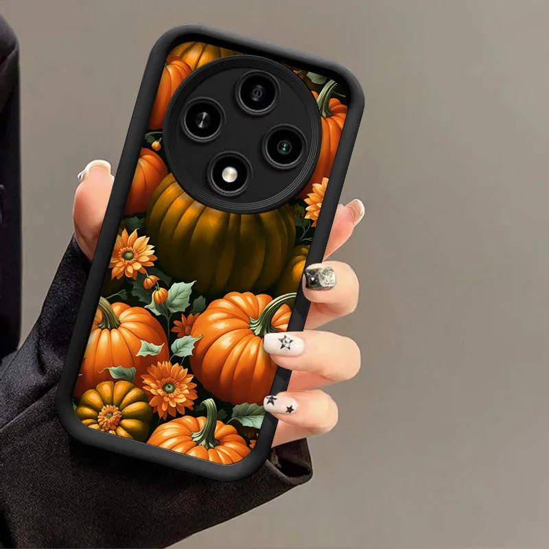 Retro Autumn Pumpkin Maple Leaf Floral Soft Phone Case