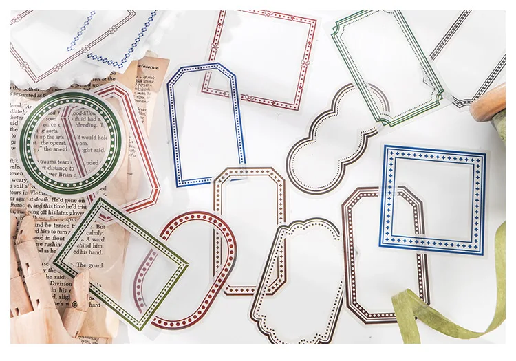 15 Stück INS Filmrahmen PET Aufkleber Pack DIY Tagebuch Transparente Fotorahmen Aufkleber Dekoration Etiketten Aufkleber Album Scrapbooking – Detail 14