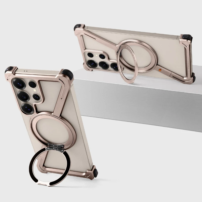 Oatsbasf Z-Shaped Magnetic Phone Case with Stand & 360° Rotate Magsafe Bumper