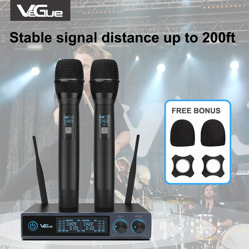 

Vegue Long Range UHF Mic for Handheld Microphone High Quality Mobile Wireless For Karaoke Players Church Speach