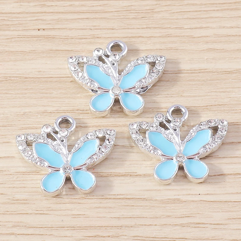 10 Stück 18x16mm Niedliche Tier-Anhänger Kristall-Emaille Schmetterling Charms Anhänger für Schmuckherstellung DIY Ohrringe Halskette Bastelbedarf – Detail 9