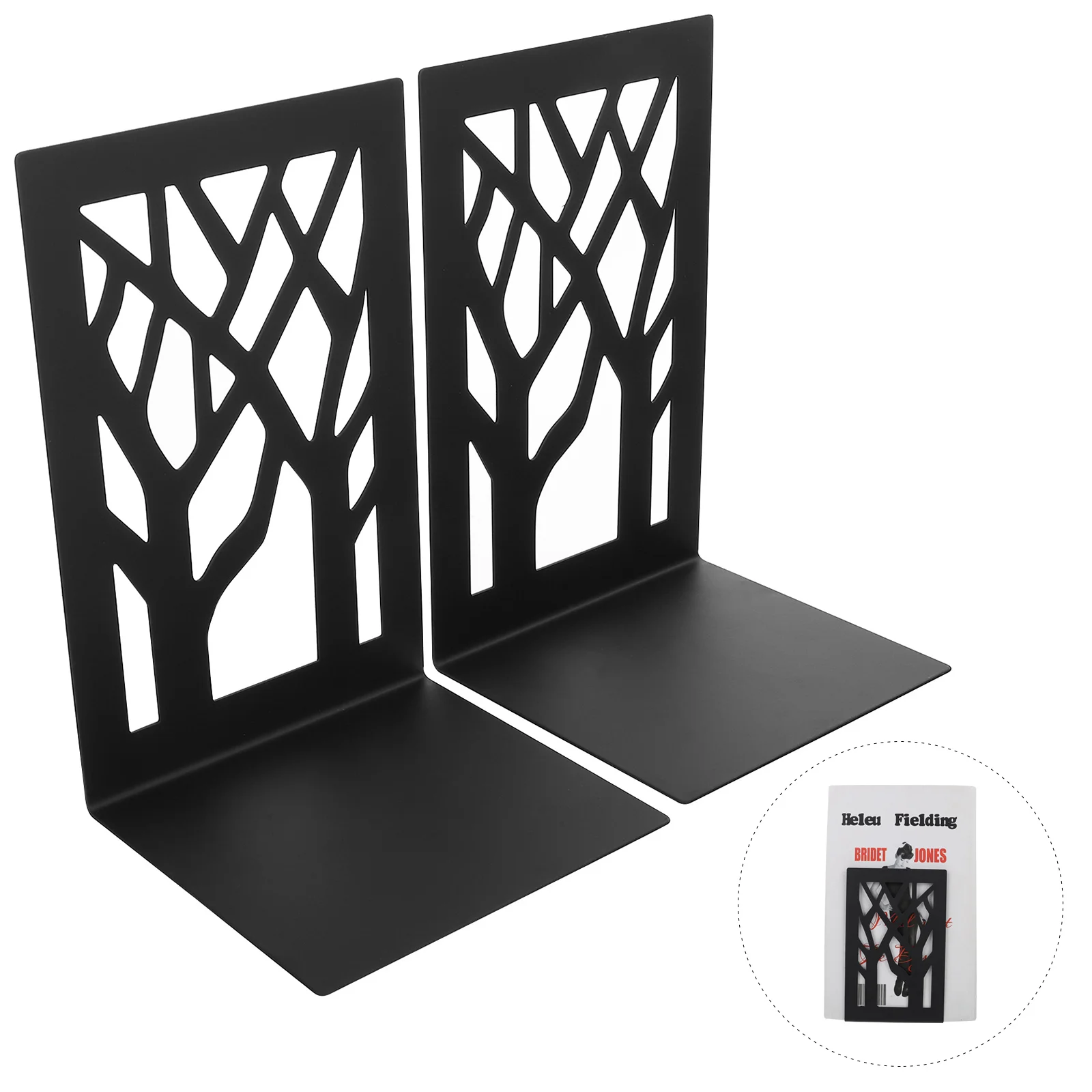 2pcs Iron Book Ends Decorative Bookend Non Skid Bookend Supports for Shelves