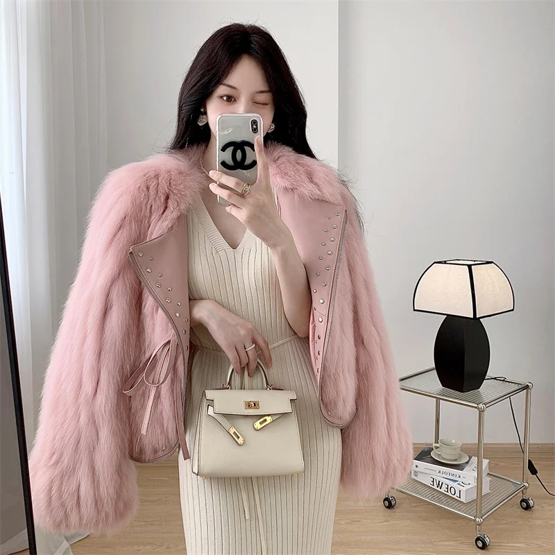 High Quality Women's Fur Coat New Imported Fox Fur Knitted Coat Warm Fashion Coat Charming Girl's Luxury Gift