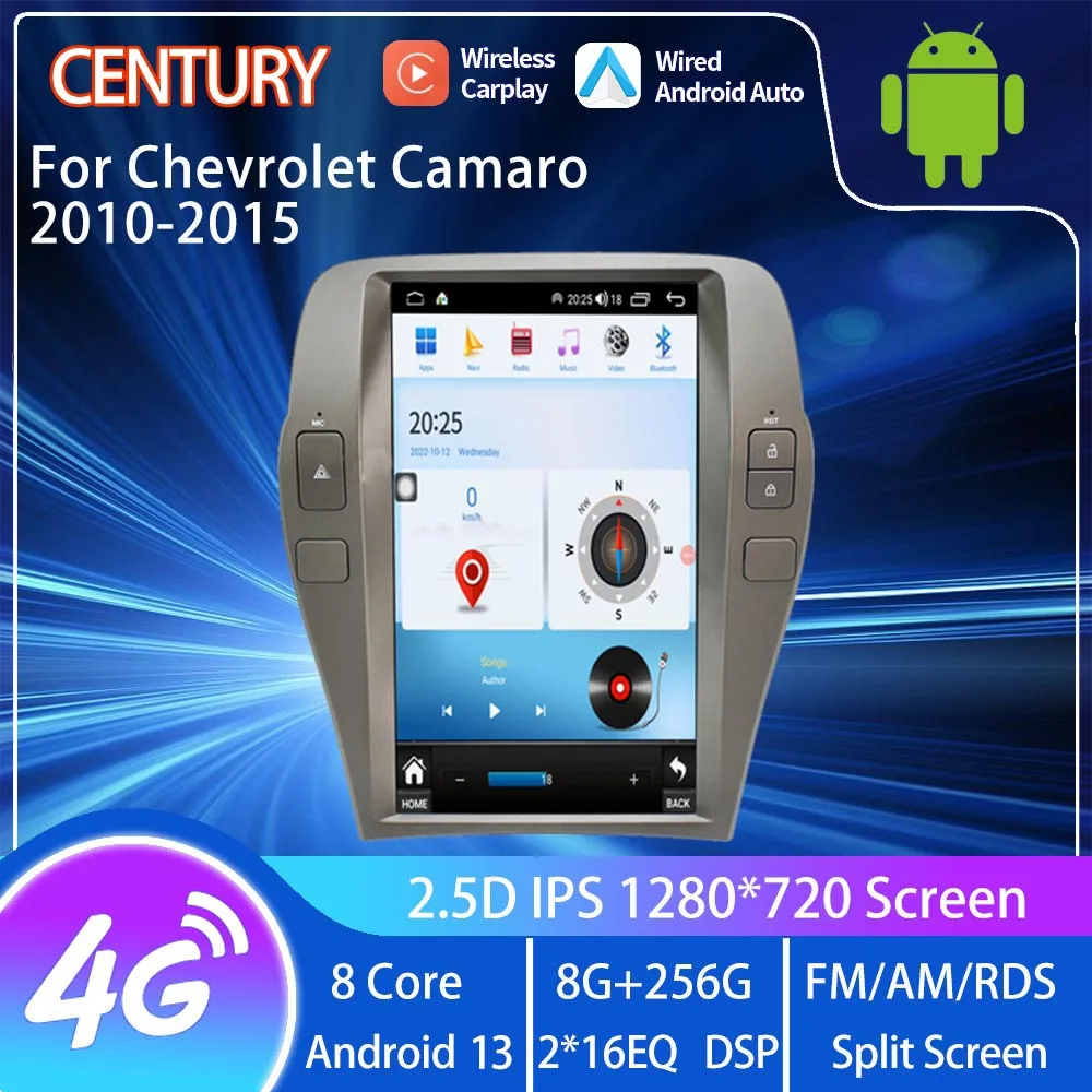 

Century For Chevrolet Camaro 2010-2015 Smart Multimedia Video Player GPS Radio Navigation CarPlay 8+256G Android 13 Tesla Style
