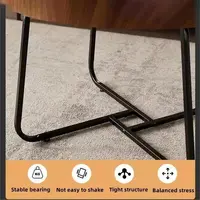 Ensemble de 2 tables basses rondes emboîtables de style moderne du milieu du siècle, avec plateau en grain de noyer cannelé, tables d'appoint circulaires pour salon, chambre et bureau 5