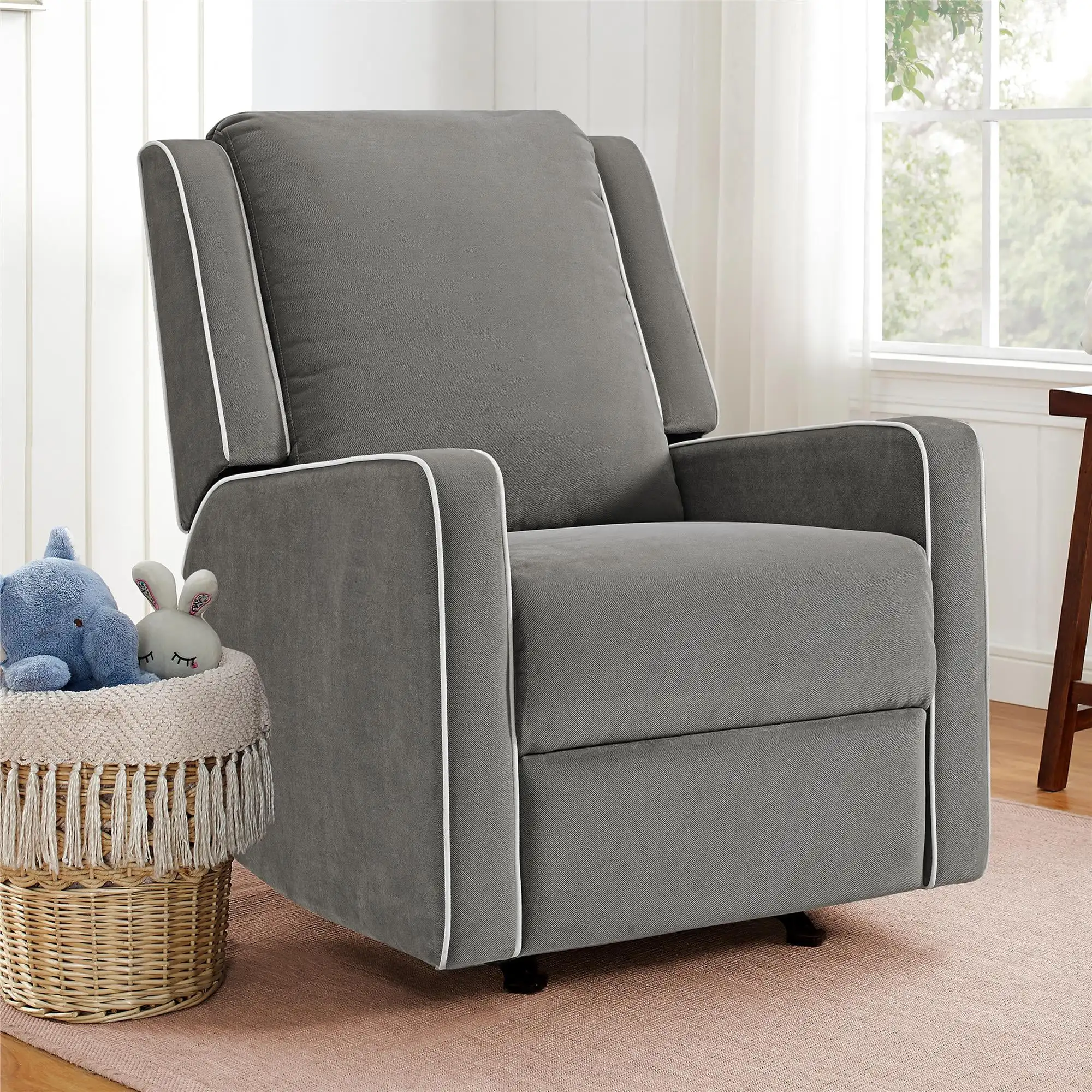

Baby Relax Robyn 2-in-1 Rocker Recliner Chair, Gray Linen