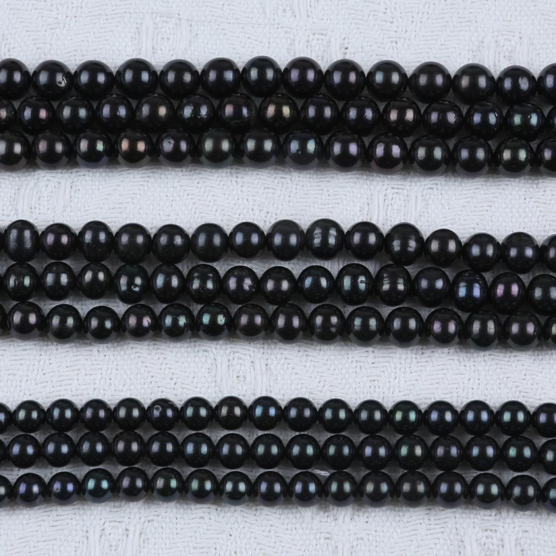 

9-12mm Black color Natural loose real freshwater round edison pearls beads strand for jewelry making