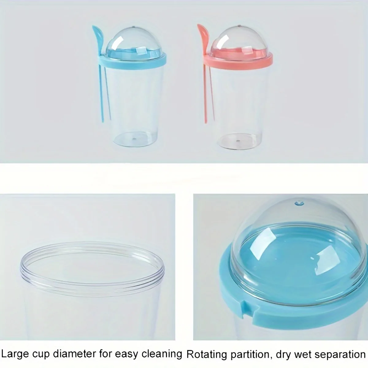 Dry Wet Separation Salad Cup Plastic Healthy Salad Container With Spoon Cup With Lid Portable For Outdoor