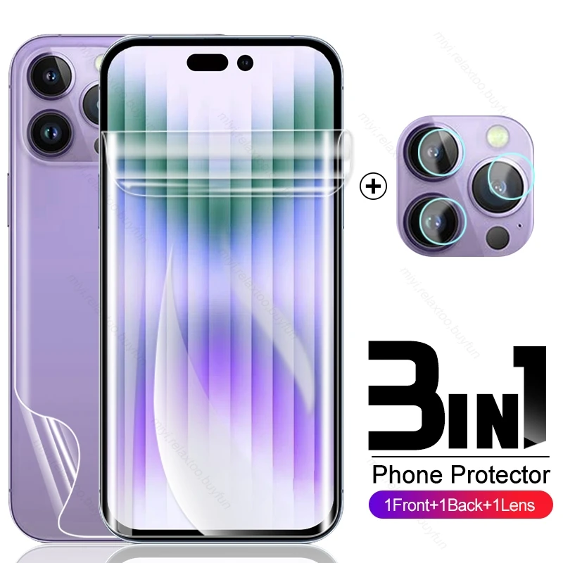 1 To3 Pellicola Idrogel Anteriore Posteriore Per Iphone 14 Pro Max Proteggi Schermo Non Vetro Su I Phone 14Iphone14 Promax 14Max Vetro Per Fotocamera
