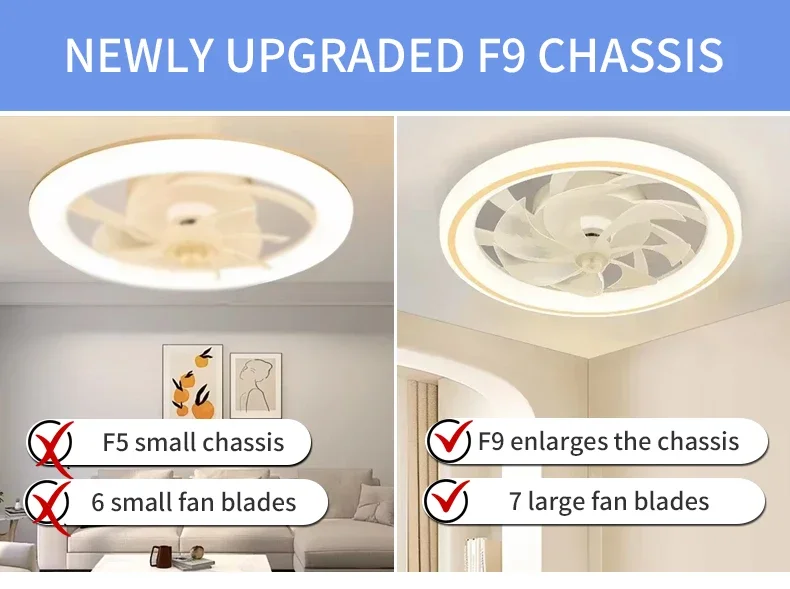 Description Picture 5 of itemIntelligent Ceiling Fan with Light Remote Control Bedroom Decoration Ventilation Fan 48cm Invisible Blade Silent Pendant Light