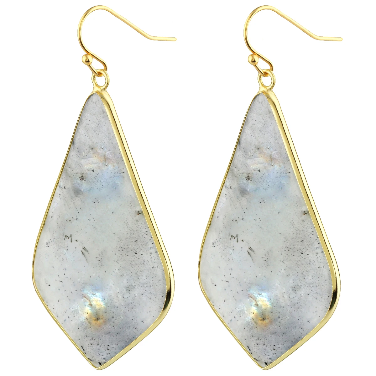 

TUMBEELLUWA Geometric Rhombus Labradorite Dangle Earrings Reiki Healing Crystal Stone Drop Earring Trendy Women Jewelry