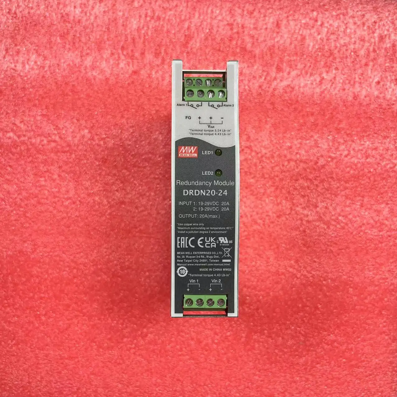 MEAN WELL DRDN20 Series DC12V 24V 48V 30A Redundancy Module DIN Rail