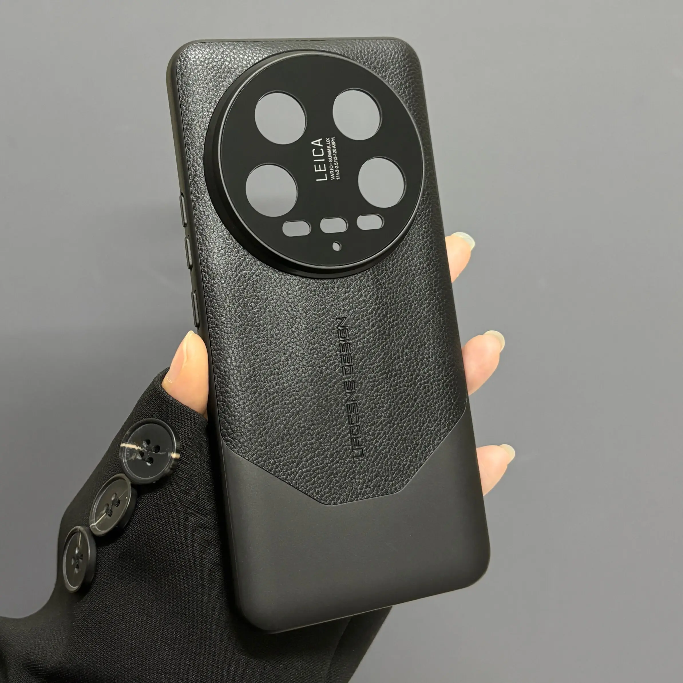 Luxury Leather Matte Splicing Phone Case with Plating Hard Bumper Cover