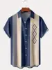 2024 Summer New Trendy Hawaiian Fashion Shirt with Retro Bowling Ball Geometric Print Men's Shirt with Pocket Button Large Cloth 2