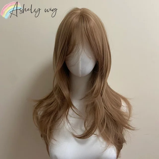 Ashely perruque marron clair femme bandeau corps miel brun Rose cheveux synthétiseur modèles en frange française haut niveau Simulation cheveux perruque 가 1