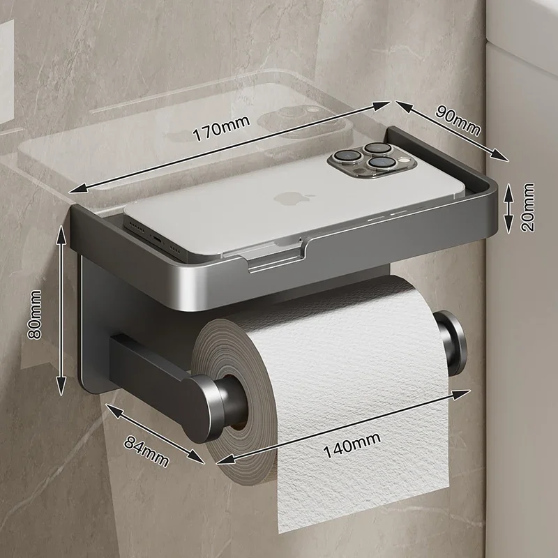 Toilet Paper Holder Wall-Mounted Double layer Paper Roll Holder With Storage Tray Organizer Phone Stand Bathroom Accessories toilet paper holder
