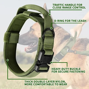 Adjustable Military Tactical Nylon Dog Collar and Leash Set - Durable Training Collar for Dogs - 1PC 3