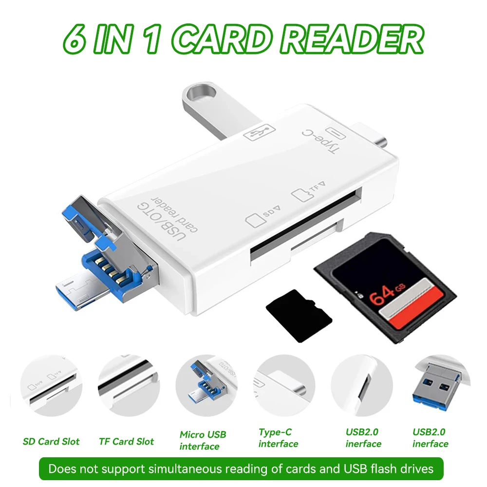 Universal 7-in-1 USB 3.0 Type C Multi-Card Reader Adapter