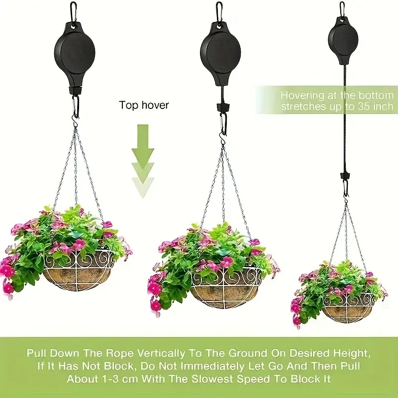 Heavy-Duty Retractable Pulley Plant Hanger