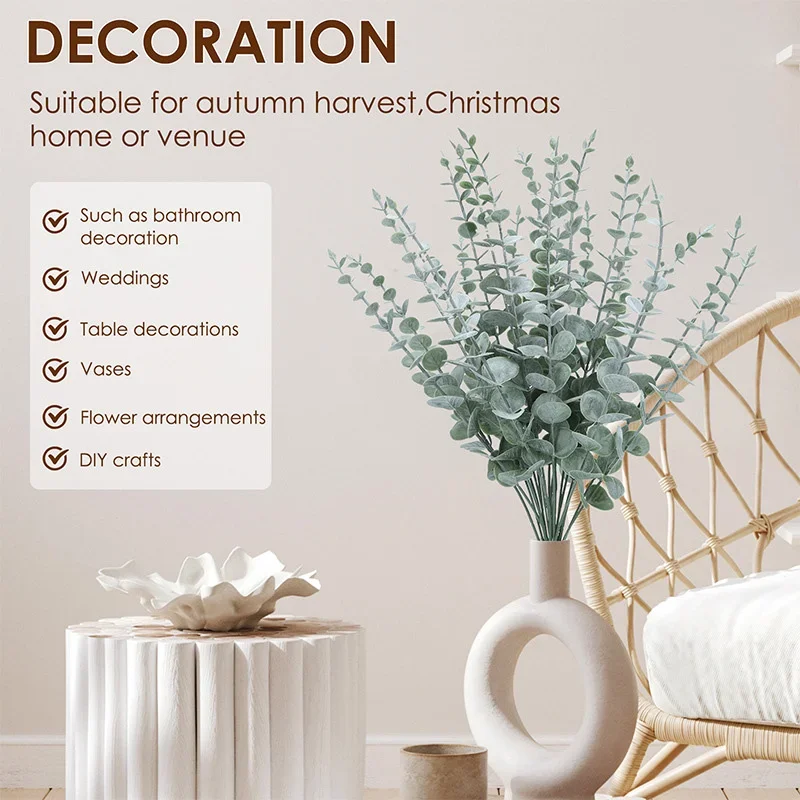 Artificial Plants 10pcs Eucalyptus Leaves for Home Garden Wedding Decoration