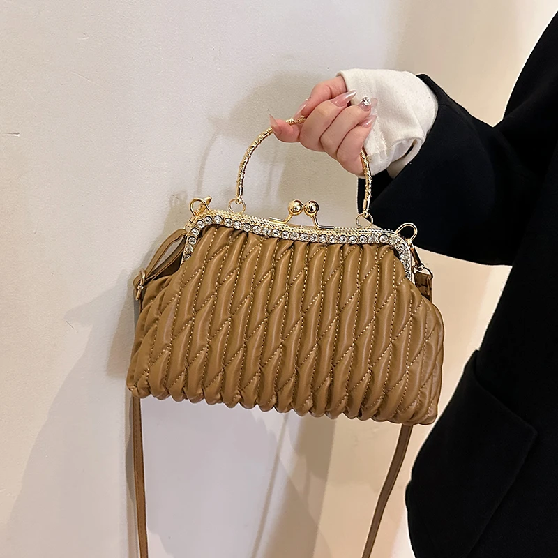 

Новинка, модная женская элегантная Яркая дизайнерская сумка с металлической застежкой и стразами, сумка-тоут, сумка на плечо, женская вечерняя сумка через плечо