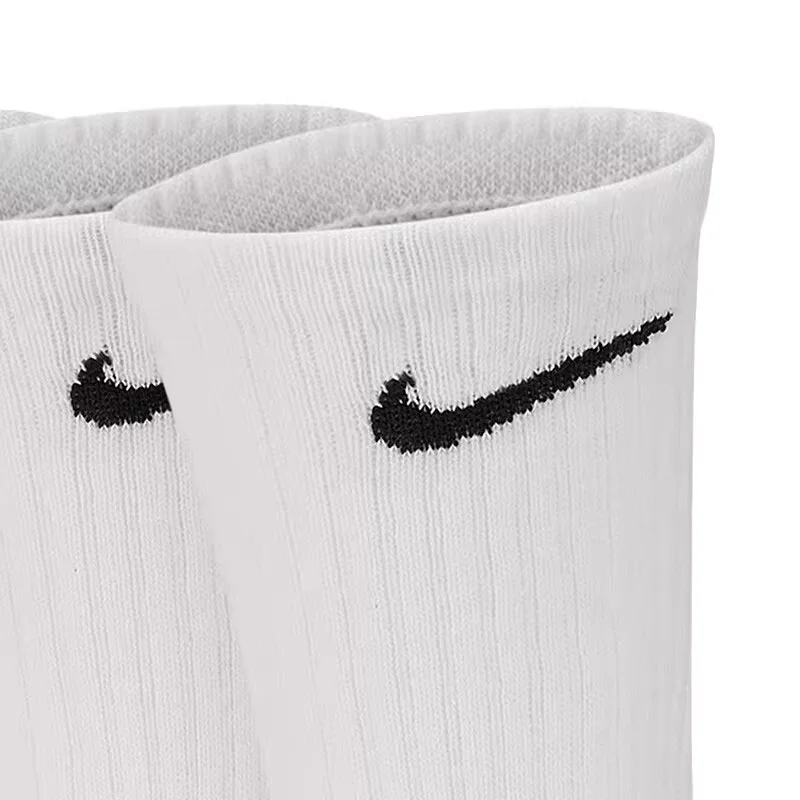 Nike Logo Athletic High-Top Socks Training Mid-Calf Socks Unisex Style Combo Pack White SX7676-100