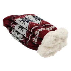 Men's Fluffy Velvet Thermal Non-Slip Winter Socks - Cozy & Warm 2023 Edition (Red blue snowflake)