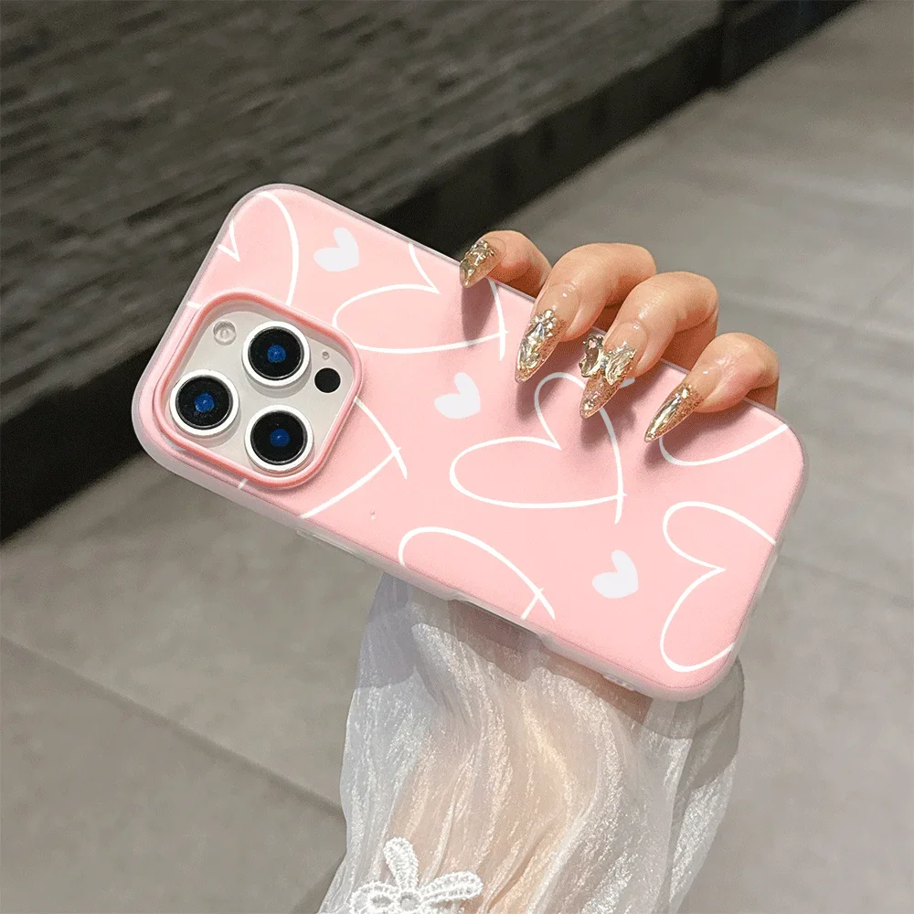 Elegant Heart Bow Candy Shell Phone Case - 2-in-1 Protection