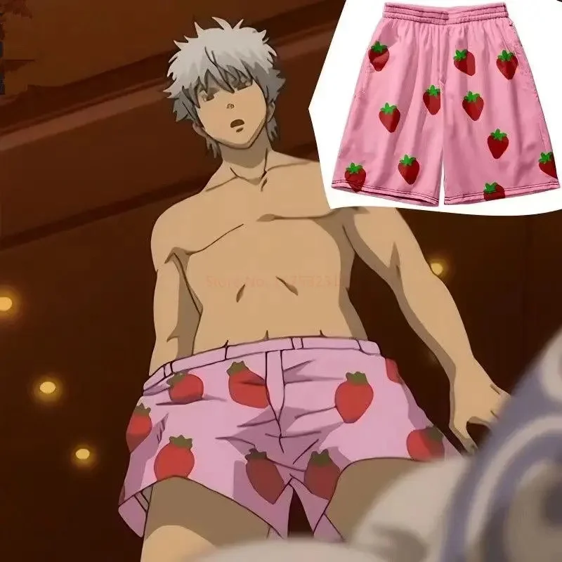 

Новые летние горячие аниме Gintama Gin San Ichigo клубничный 3d принт пляжные шорты Плавки летние быстросохнущие пляжные мужские женские короткие брюки