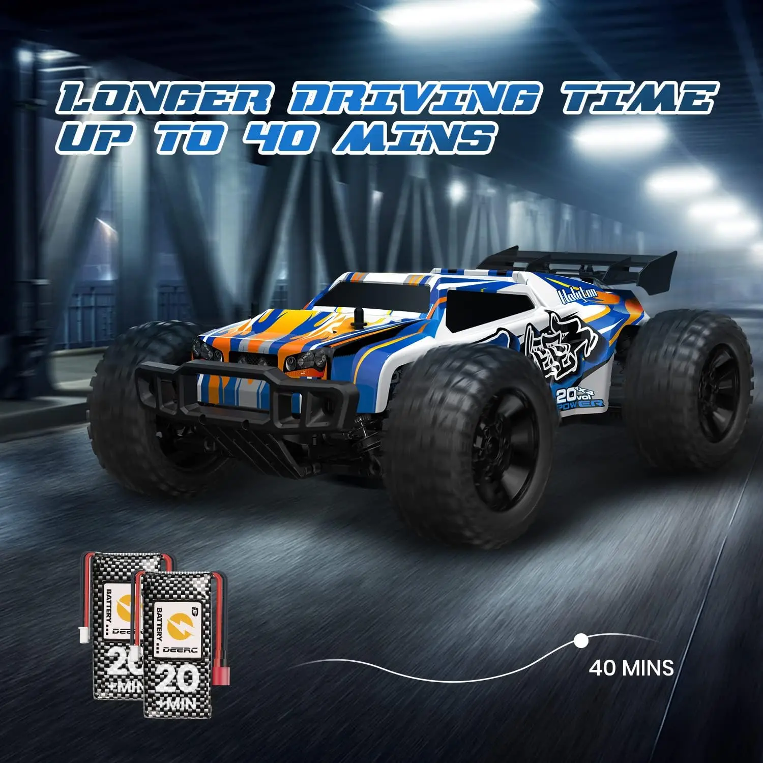 1:10 Large High Speed Remote Control Car with LED Shell Lights, 48+ KM/H, 4WD Offroad Monster Truck for Adults & Kids