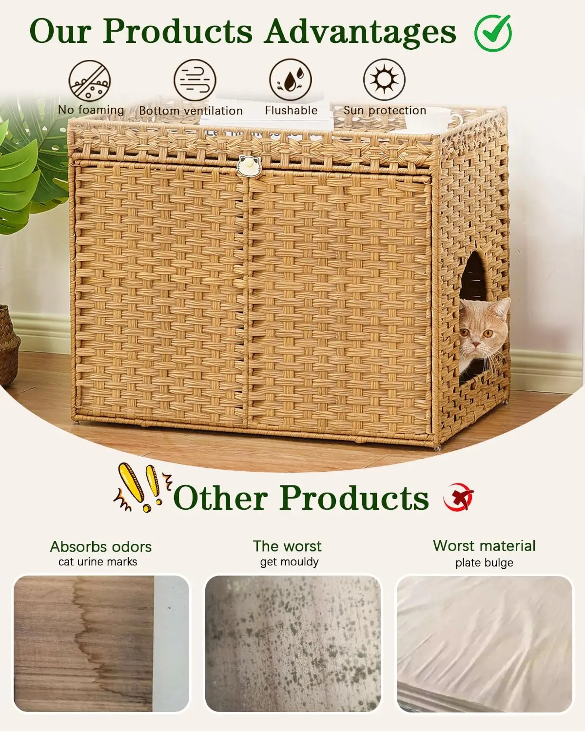 Rattan Cat Litter Box Enclosure 3