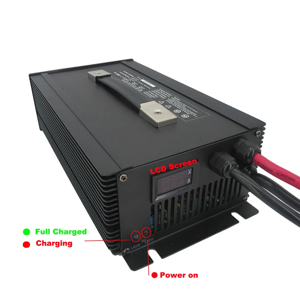 2500W 72V 30A LiFePO4 Lithium Lead Acid Fast Charger 20S 84V 24S 87.6V 88.2V RV EV Power Forklift Battery Charger