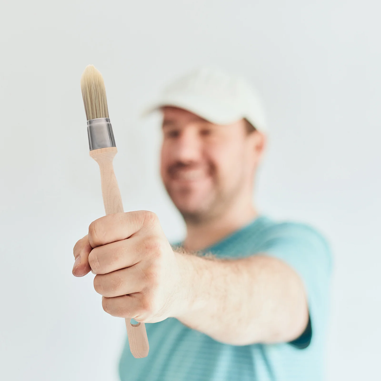 

Round Trim Paint Brushes Trimmer Edge Painting Tool Dust Corners for Stairs Stain Small