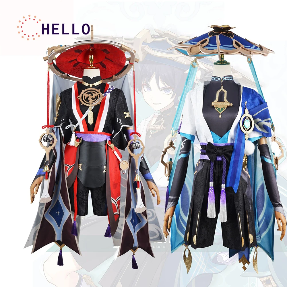 

Game Genshin Impact Scaramouche Wanderer Cosplay Costume Shoes Wig Anime Halloween Genshin Cosplay Scaramouche Costume for Men