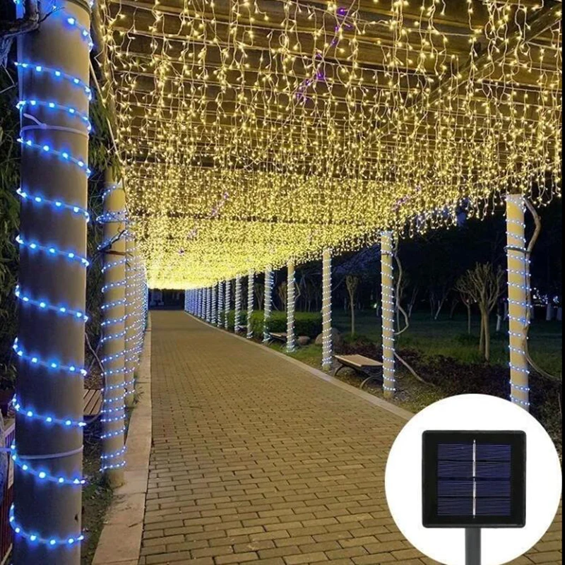 Solar Rope Strip Light 300LED Outdoor Waterproof Fairy Light Strings Christmas Decor for Garden Lawn Tree Yard Fence Pathway