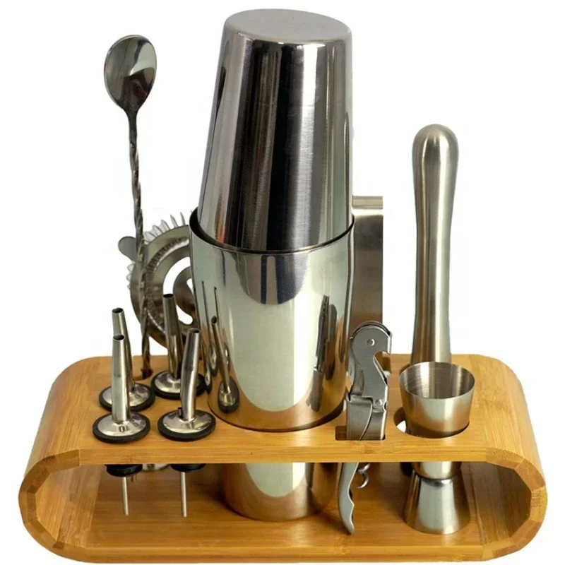 

2021 Amazon Cocktail Shaker Stainless Steel Boston 12PCS Bartender Kit Set Bar Accessory Tools