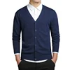 New 100% Cotton Sweater Men Long Sleeve Cardigan Mens V-Neck Sweaters Loose Solid Button Fit Knitting Casual Style Clothing 3