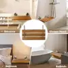 20 Inch Brushed Teak Wall Mounted Fold Down Shower Bench 330lbs Load ADA Compliant Home Care Seat 5