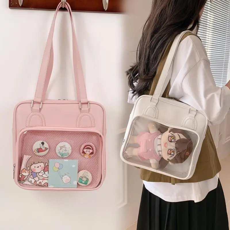 

Сумка женская на плечо из экокожи, прозрачная однотонная сумочка-мессенджер JK Kawaii, сумки для отдыха, подарок для девушек 18-25 лет