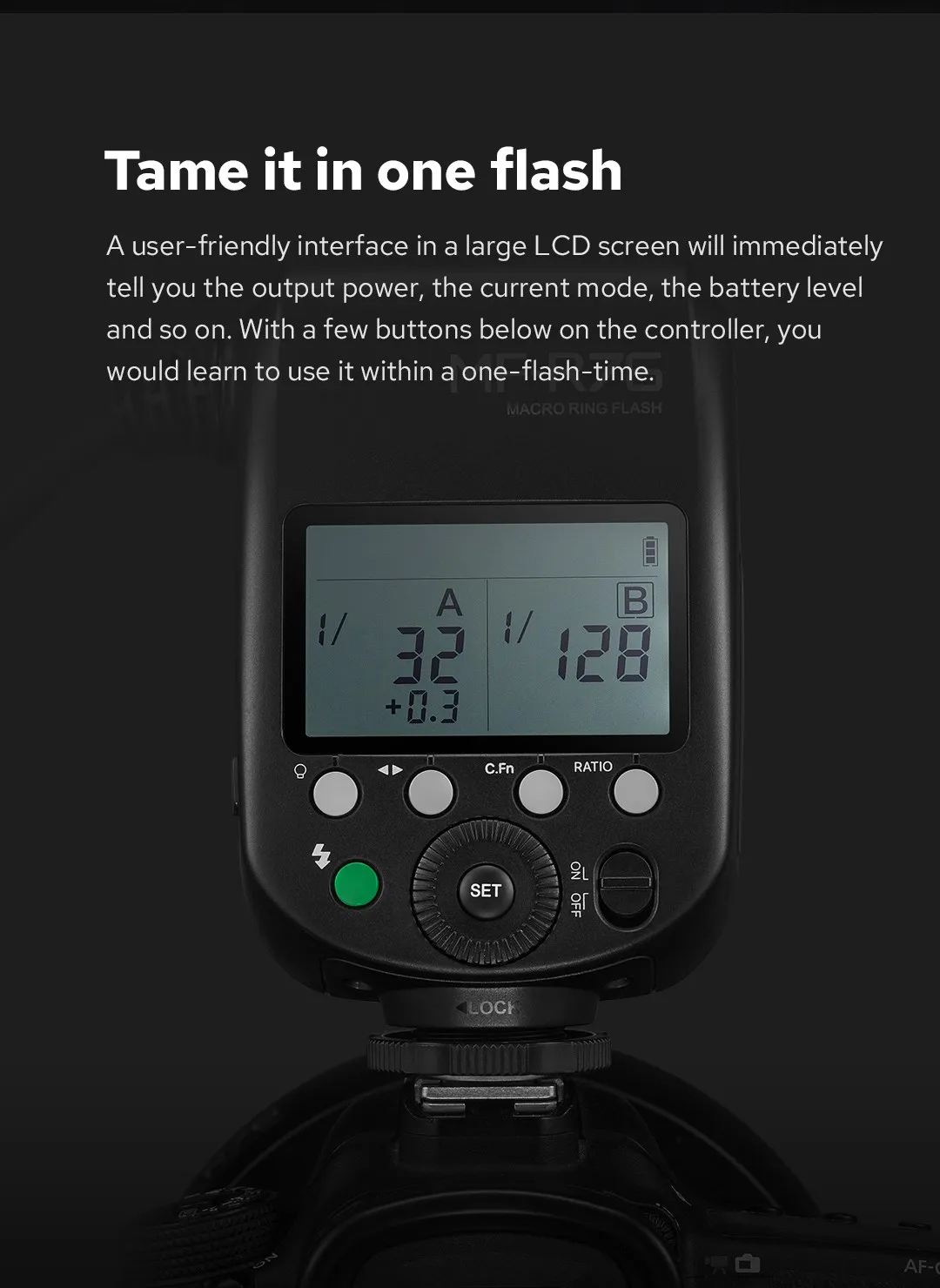 Godox MF-R76 RING76 5000K Macro LED Ring Light Speedlite Flash Light for Canon